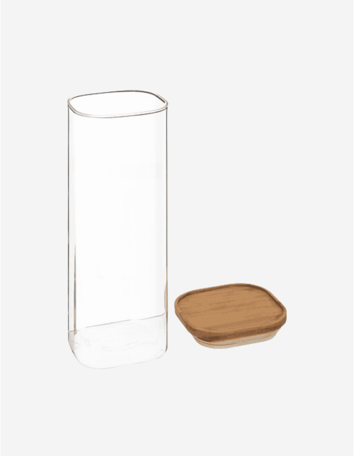 TARRO DE CRISTAL Y ACACIA HERMET 2L