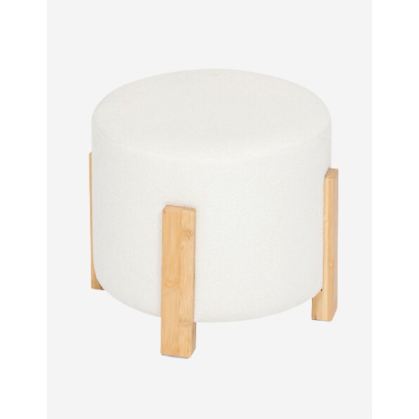 PUF BANSA BLANCO CON PATAS DE BAMBÚ