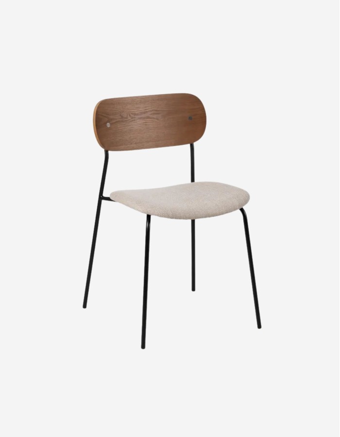 SILLA MARRÓN-CREMA DE TEJIDO Y METAL 49X53X80 CM. 
