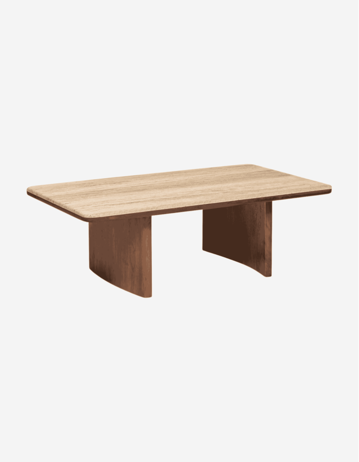 MESA BAJA DE MADERA TRAVERTINO 120X70CM