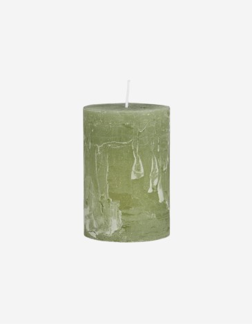 VELA RÚSTICA EN TONO VERDE TÉ 10CM