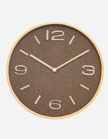 RELOJ ELLIS 30CM MDF Y TEJIDO MARRÓN 