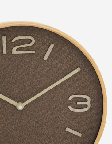 RELOJ ELLIS 30CM MDF Y TEJIDO MARRÓN 