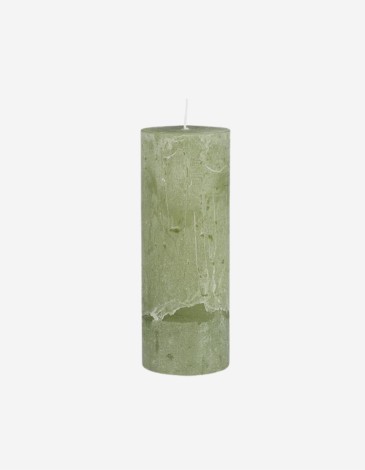 VELA RÚSTICA EN COLOR VERDE TÉ 18CM