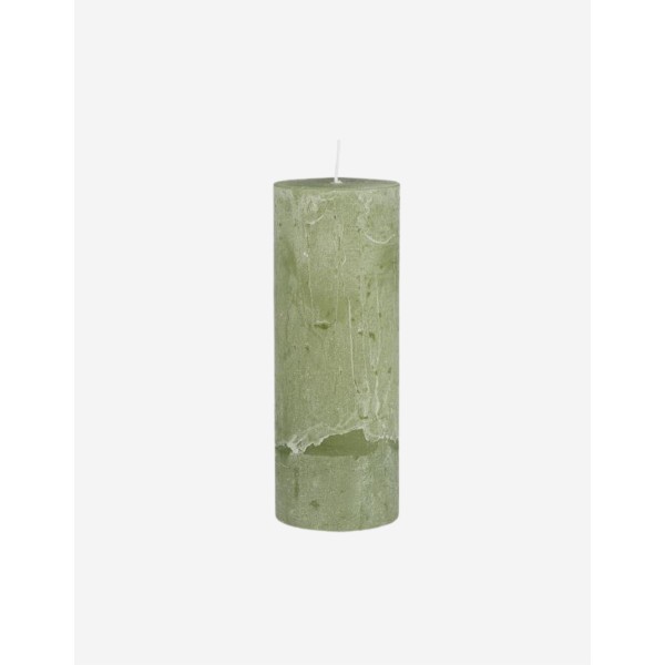 VELA RÚSTICA EN COLOR VERDE TÉ 18CM