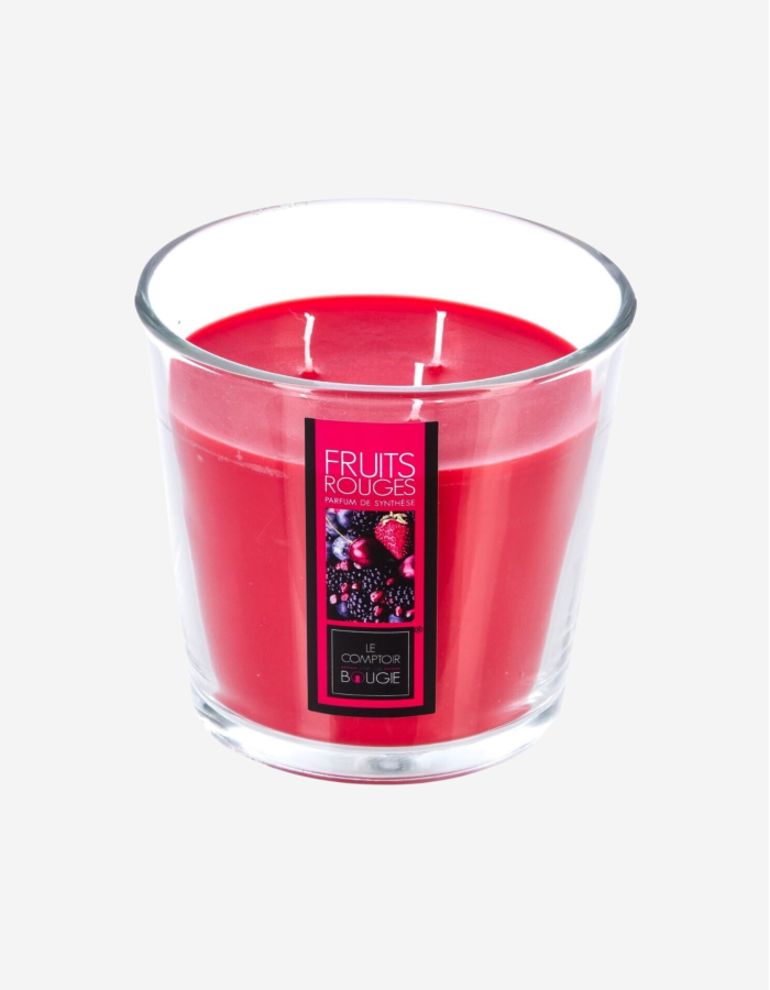 VELA PERFUMADA EN COPA DE FRUTA ROJA D13