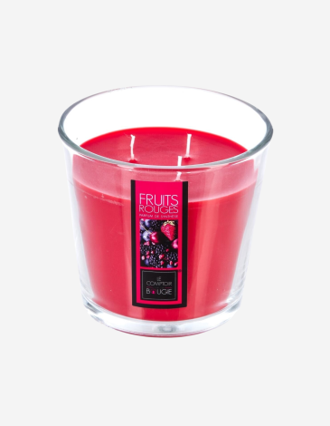 VELA PERFUMADA EN COPA DE FRUTA ROJA D13