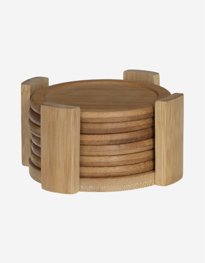 JUEGO DE 6 POSAVASOS DE BAMBÚ 10CM