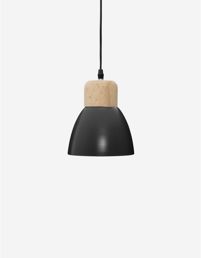 LÁMPARA COLGANTE DESY METAL Y MADERA NEGRA