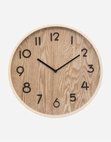 RELOJ "IVANA", MADERA Y CRISTAL, D38 CM