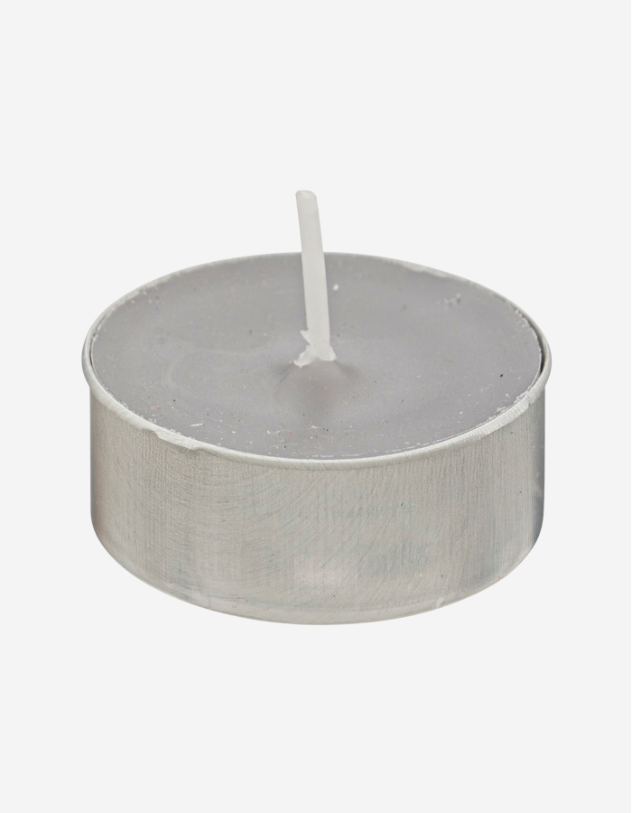 LOTE DE 18 VELAS DE TE "HUGO" GRIS CLARO