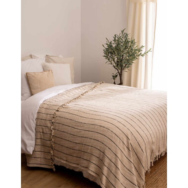 COLCHA "LUISA" RAYAS BEIGE 240X260