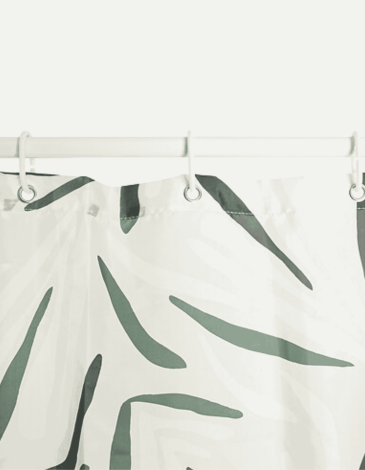 CORTINA DUCHA BLANCO Y VERDE 180X200