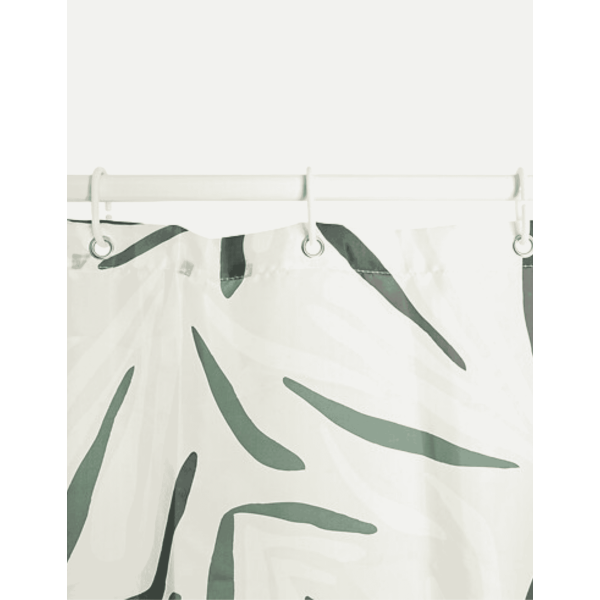 CORTINA DUCHA BLANCO Y VERDE 180X200