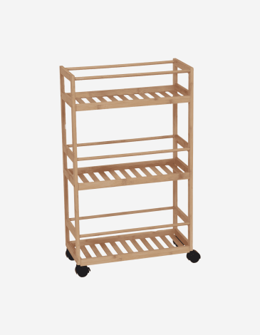 MUEBLE CON RUEDAS 3 ESTANTES MDF BAMBÚ 