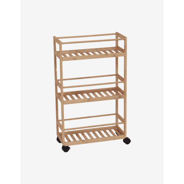 MUEBLE CON RUEDAS 3 ESTANTES MDF BAMBÚ 