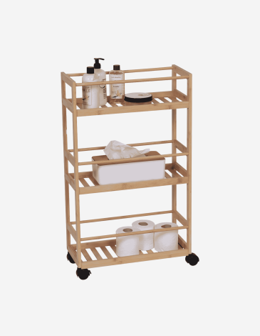 MUEBLE CON RUEDAS 3 ESTANTES MDF BAMBÚ 