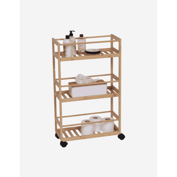 MUEBLE CON RUEDAS 3 ESTANTES MDF BAMBÚ 
