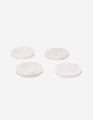 JUEGO DE 4 POSAVASOS DE MÁRMOL BLANCO