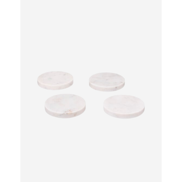 JUEGO DE 4 POSAVASOS DE MÁRMOL BLANCO