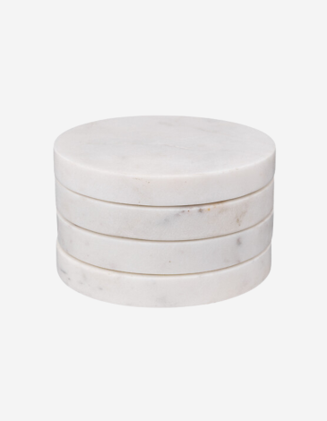 JUEGO DE 4 POSAVASOS DE MÁRMOL BLANCO