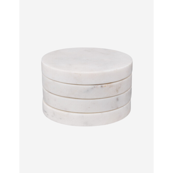 JUEGO DE 4 POSAVASOS DE MÁRMOL BLANCO