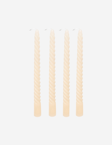 SET DE 4 VELAS ESPIRAL HUGO 25CM MARFIL