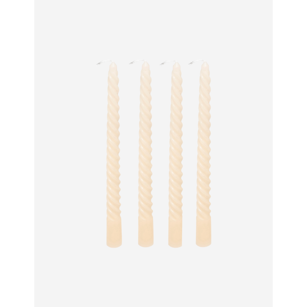 SET DE 4 VELAS ESPIRAL HUGO 25CM MARFIL