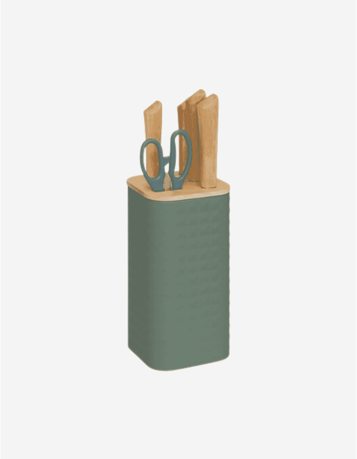 BLOQUE DE 4 CUCHILLOS Y TIJERAS SENSIA