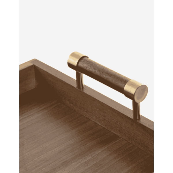 BANDEJA ACACIA CON ASAS METAL 39X26X8