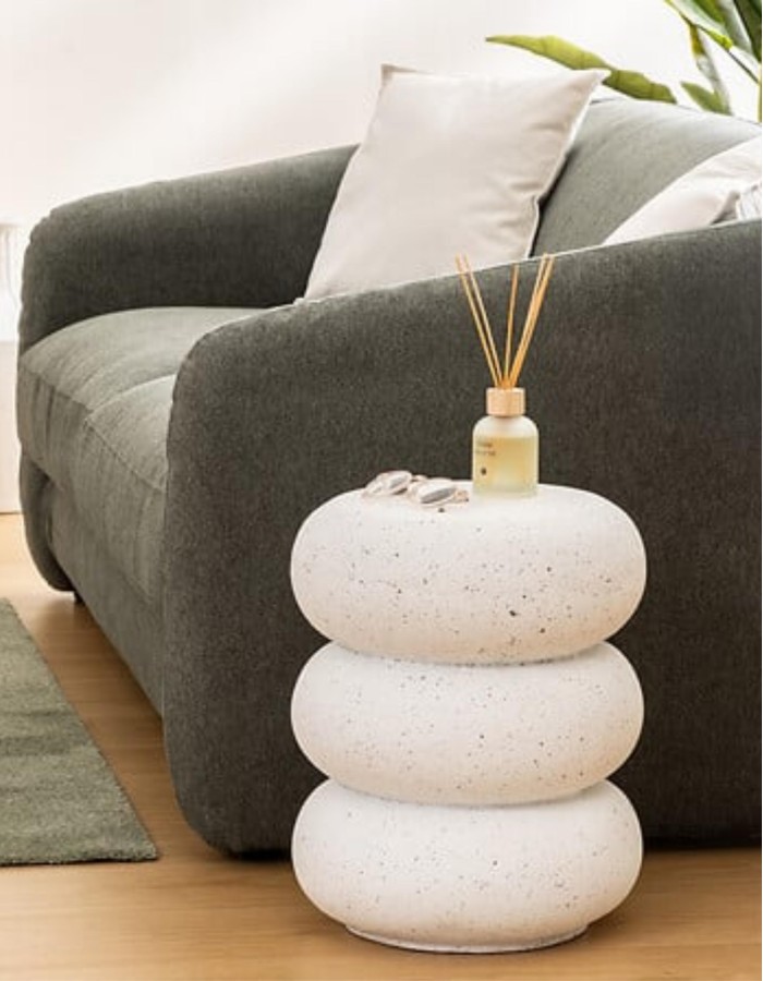 MESA AUXILIAR "STONETO" MAGNESIO BLANCO