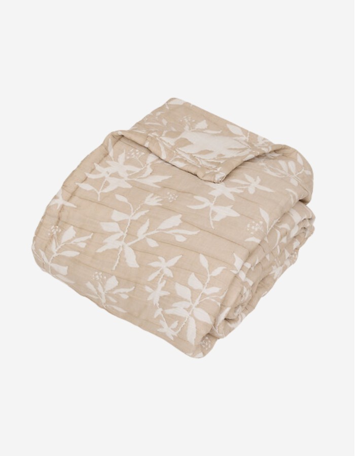 COLCHA DE FLORES 240X260 BEIGE LINO