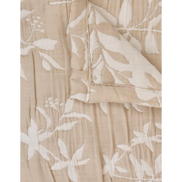 COLCHA DE FLORES 240X260 BEIGE LINO