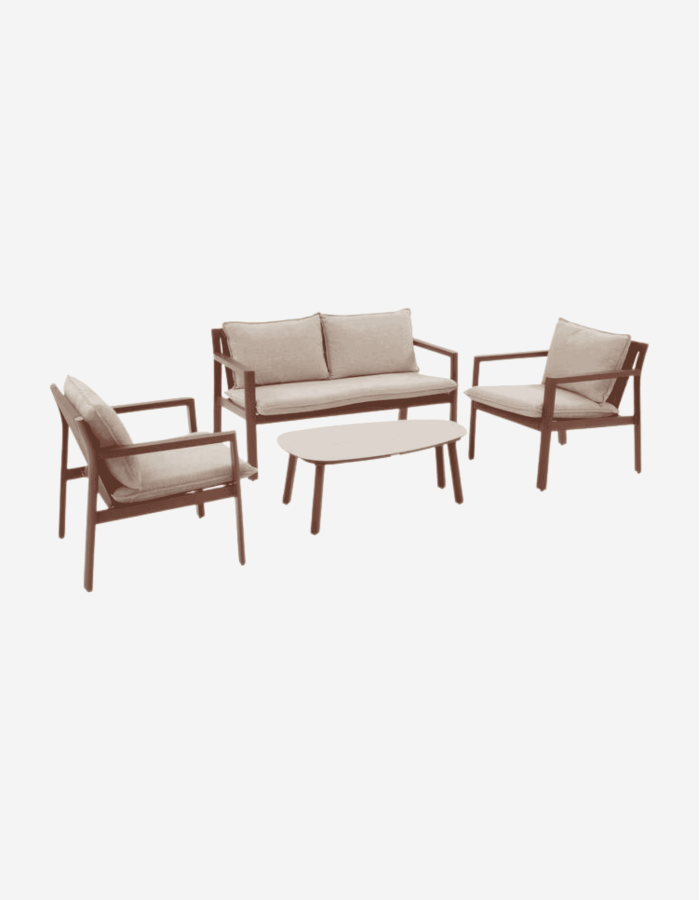 CONJUNTO EXTERIOR FLOVIA 4 PLAZAS CAOBA
