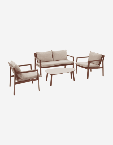 CONJUNTO EXTERIOR FLOVIA 4 PLAZAS CAOBA