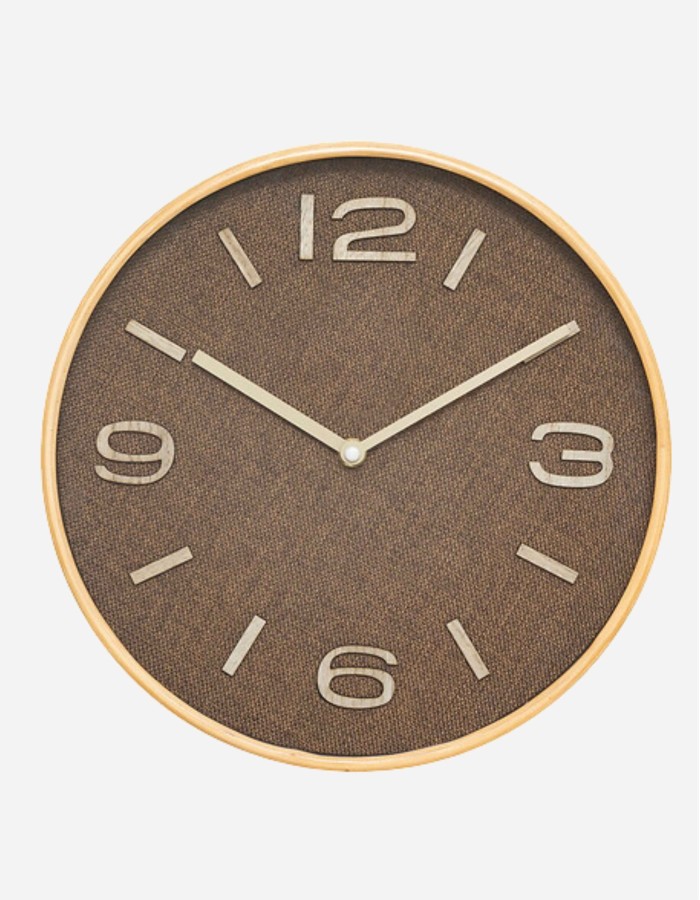 RELOJ ELLIS 30CM MDF Y TEJIDO MARRÓN 