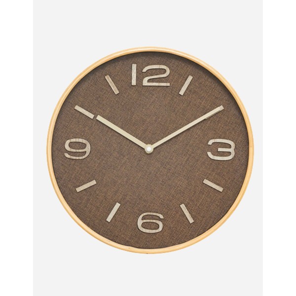 RELOJ ELLIS 30CM MDF Y TEJIDO MARRÓN 