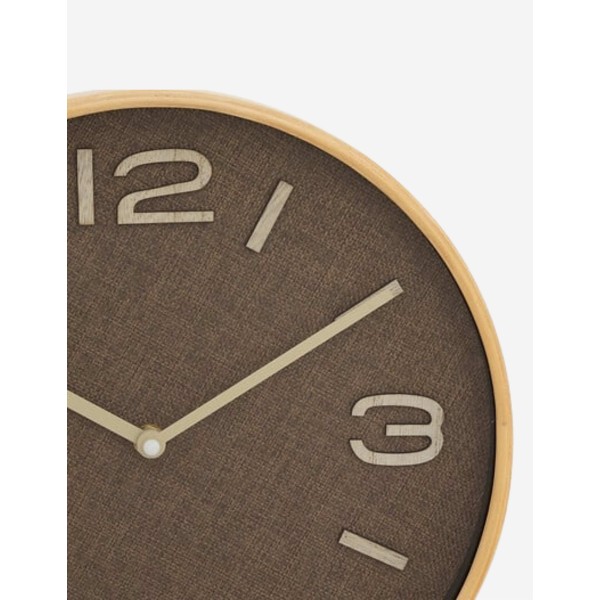 RELOJ ELLIS 30CM MDF Y TEJIDO MARRÓN 