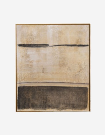 CUADRO BEIGE Y NEGRO DECORATIVO CON BASTIDOR DE MA