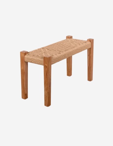 BANCO DE MADERA MACIZA Y CUERDA EN TONO NATURAL DE