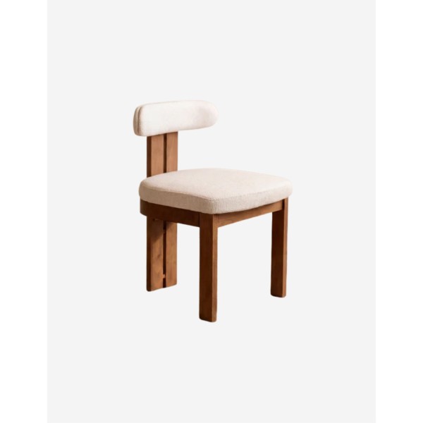 SILLA DE MADERA DE HAYA TAPIZADA EN COLOR BLANCO (