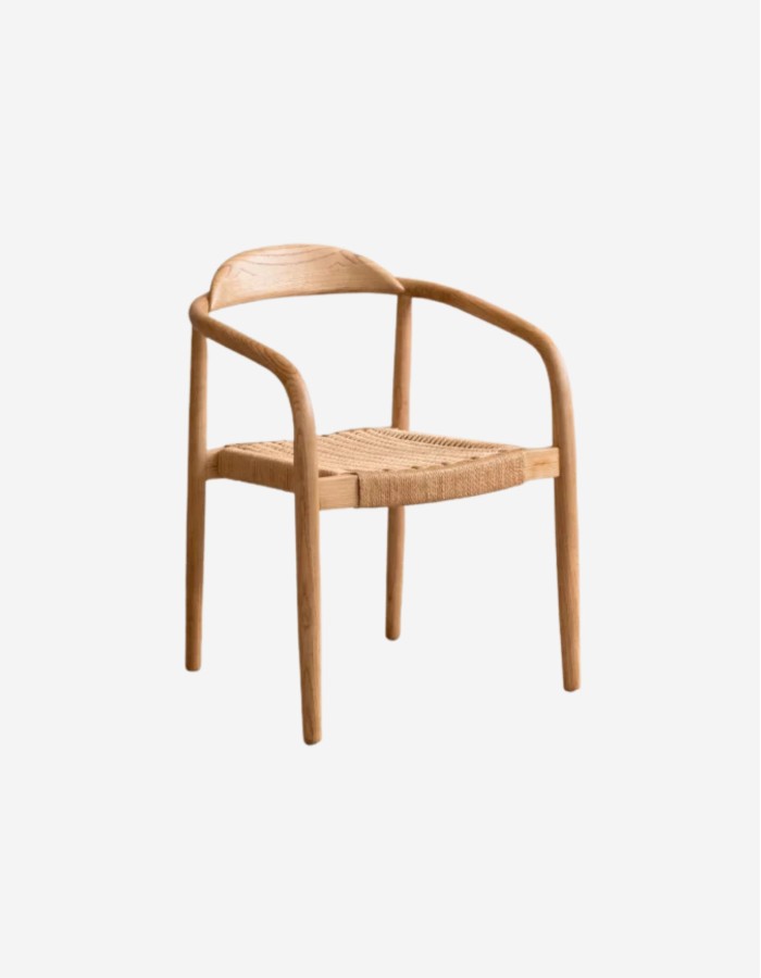 SILLA DE MADERA DE OLMO Y ASIENTO TRENZADO DE CUER