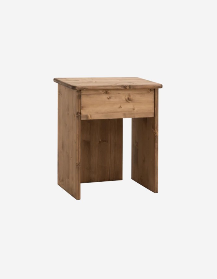 MESITA DE NOCHE DE MADERA MACIZA EN TONO ROBLE OSC