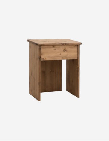 MESITA DE NOCHE DE MADERA MACIZA EN TONO ROBLE OSC