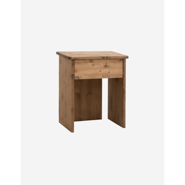 MESITA DE NOCHE DE MADERA MACIZA EN TONO ROBLE OSC