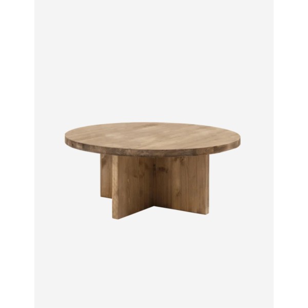 MESA DE CENTRO REDONDA DE MADERA MACIZA ACABADO RO