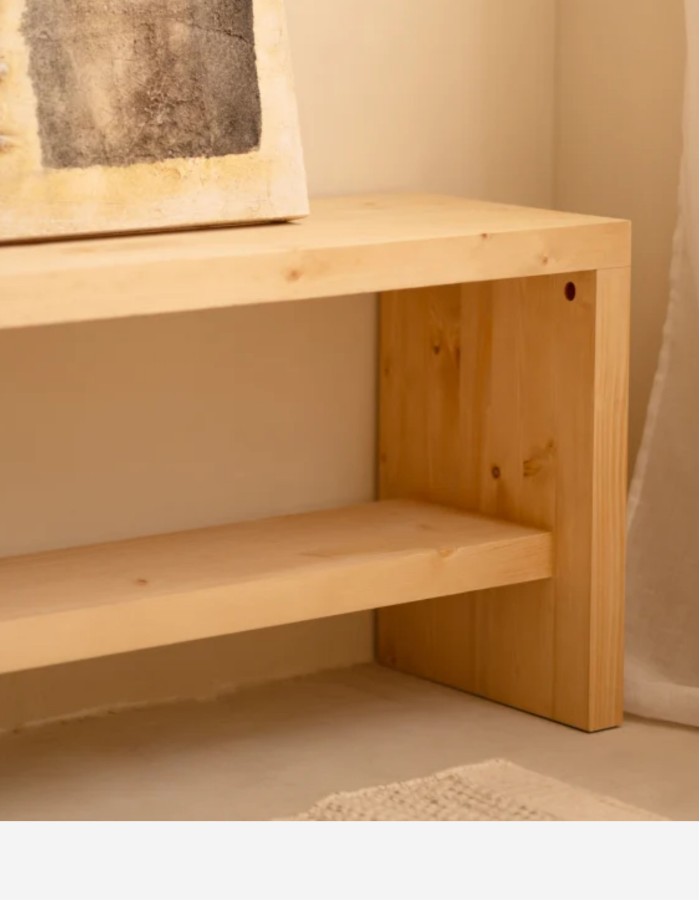 BANCO ZAPATERO DE MADERA MACIZA EN TONO ROBLE MEDI
