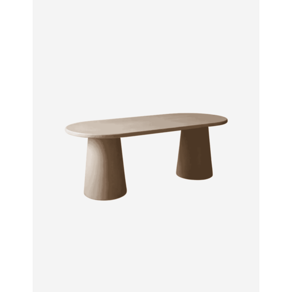 MESA DE COMEDOR OVALADA DE MICROCEMENTO TONO BEIGE