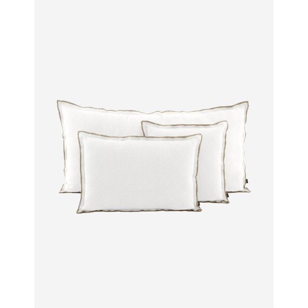 COJÍN DE LINO 45X45 CM EN TONO BLANCO CON VIVO NAT