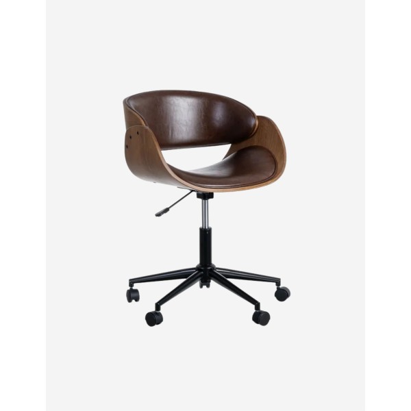SILLA RUEDAS MARRÓN MADERA/SIMIL PIEL 59X64X88 CM